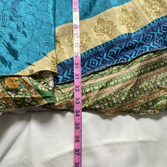 Women Wrap Skirt One Size XL Multicolor Green Layered Made in India 5-40 - Picture 5 of 10